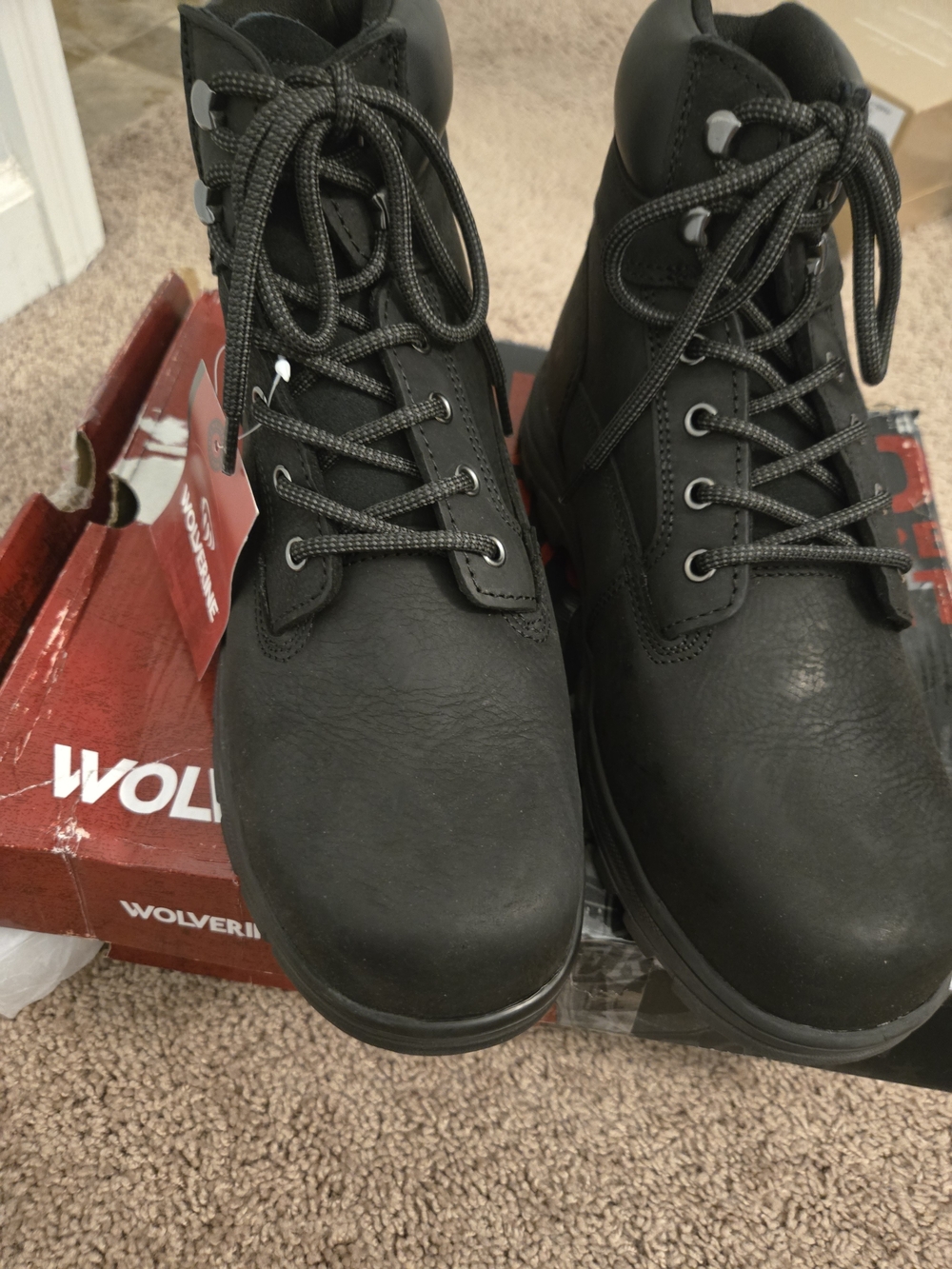Wolverine Men's Carlsbad 6" Steel Toe Waterproof Work Boot - Black - Picture 8 of 14